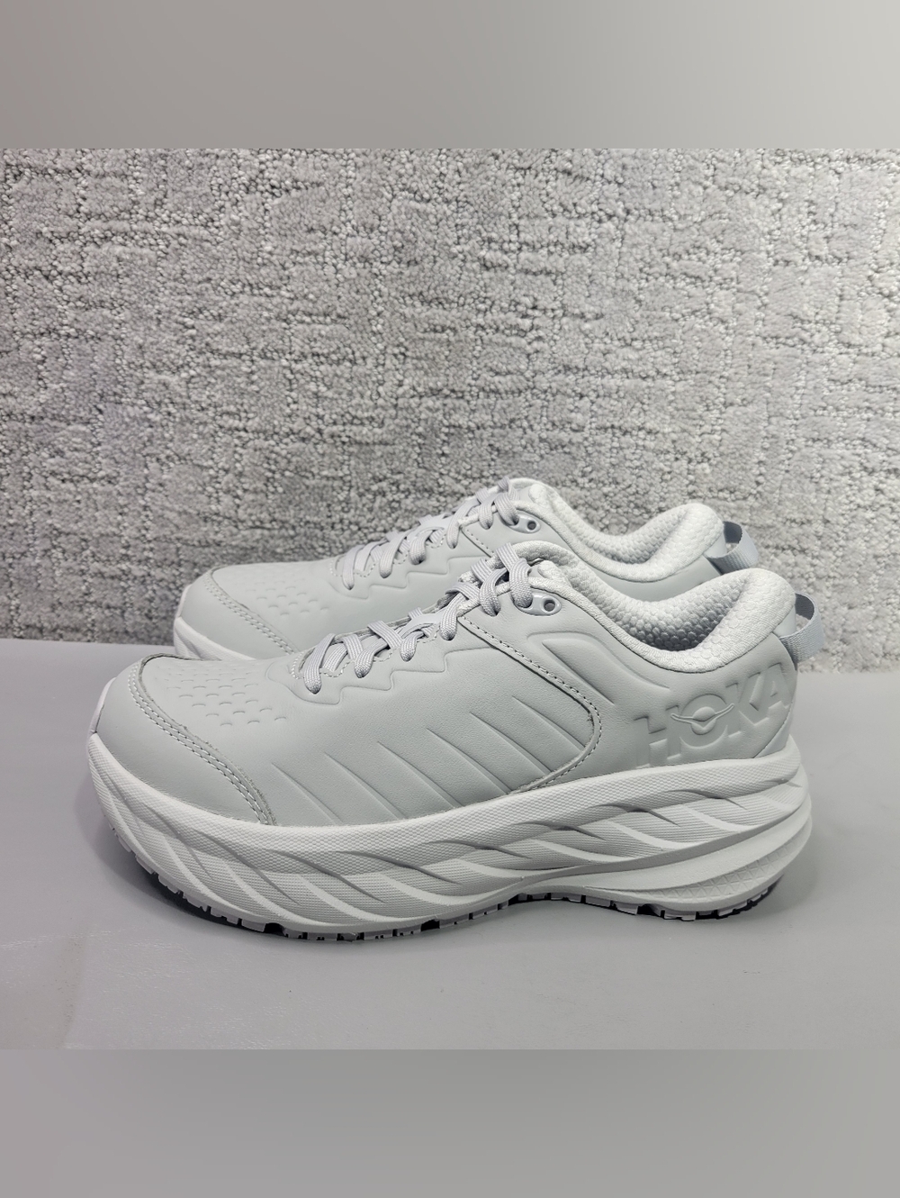 Hoka One One Bondi SR Women's Size US 7 Harbor Mist Luna Rock Leather Sneakers